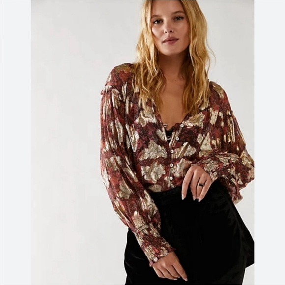 Free People Tops - Free People Scorpio Sheer Boho Blouse NWT